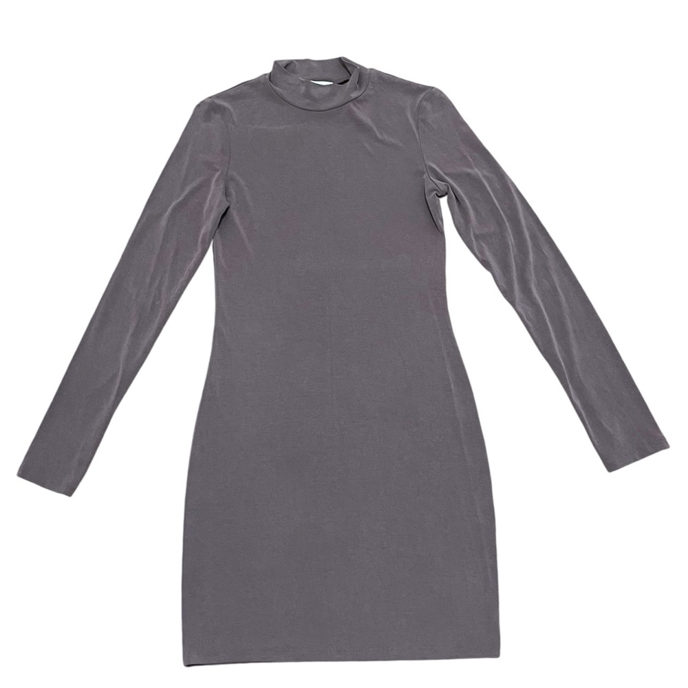 Wilfred Free Purple Grey Long Sleeve Modal Mock Neck Bodycon Short Dress Small
